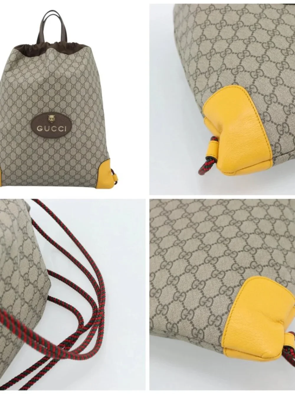 GUCCI GG Supreme Backpack PVC 2way Beige 473872 Auth 186117M